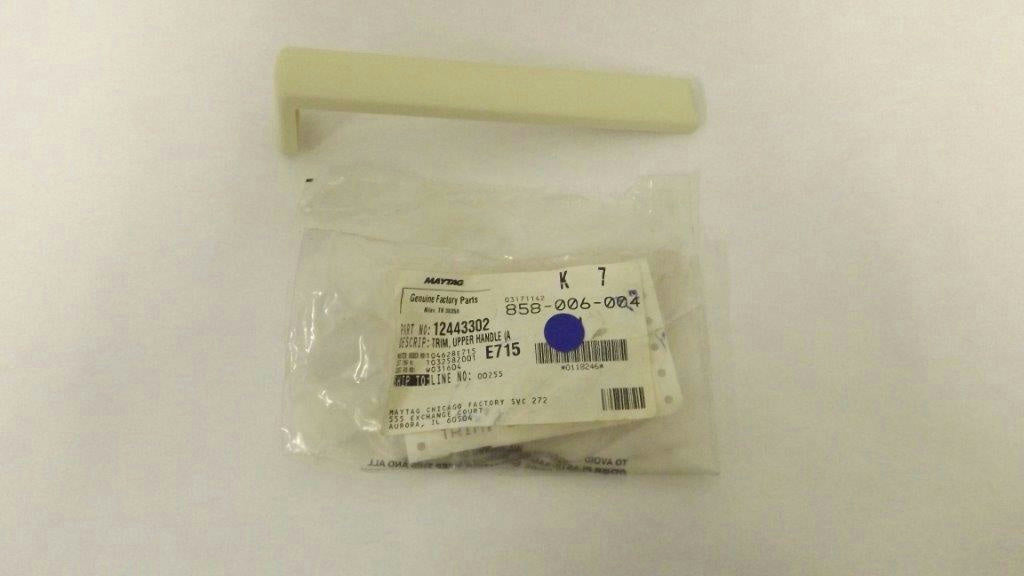 MAYTAG AMANA WHIRLPOOL REFRIGERATOR 12443302 TRIM, UPPER HANDLE NEW MAYTAG AMANA WHIRLPOOL REFRIGERATOR 12443302 TRIM, UPPER HANDLE NEW